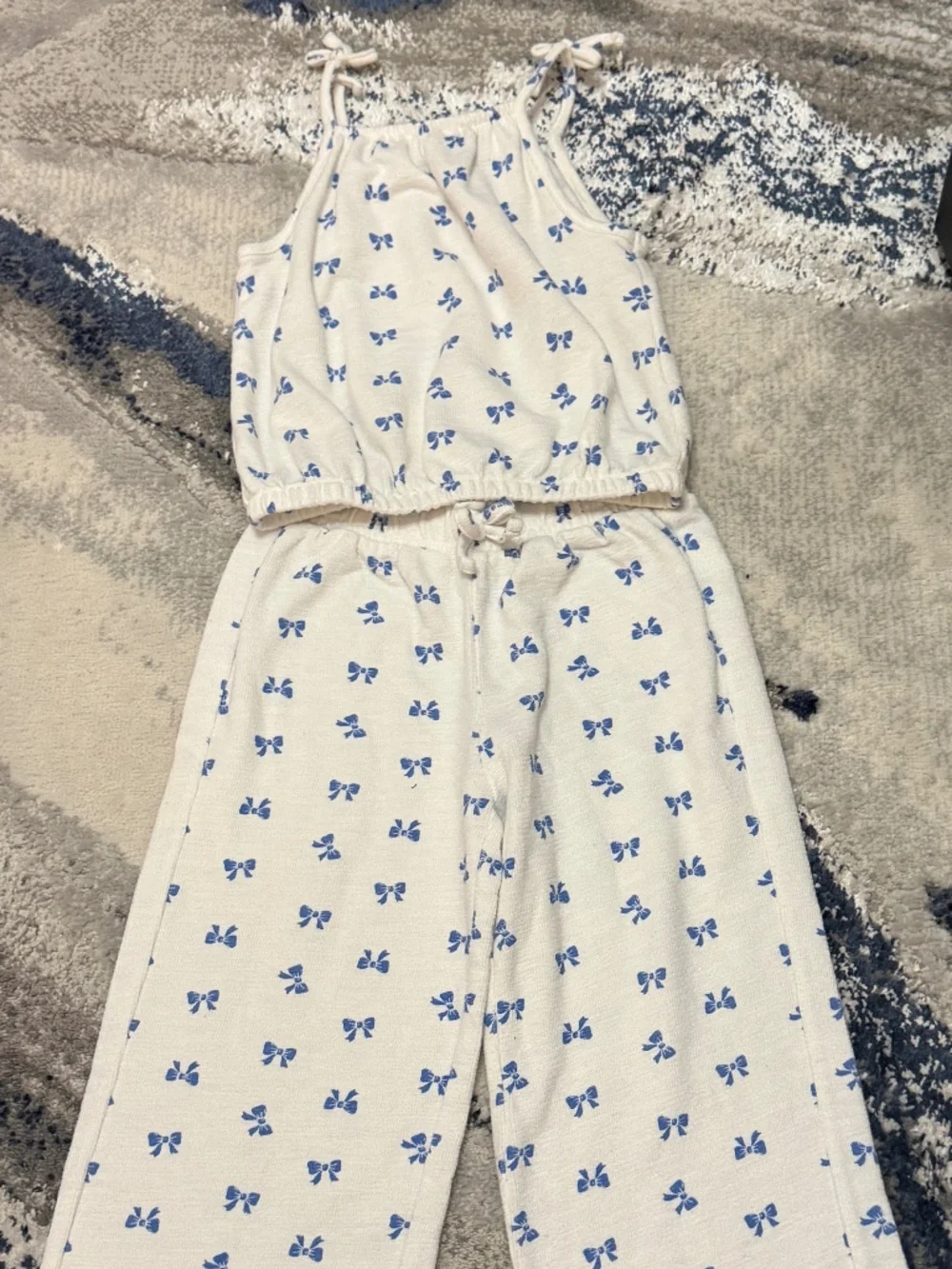 Old Navy Girls 4T Blue Bow Tank & Wide Leg Pants 2-Piece Set